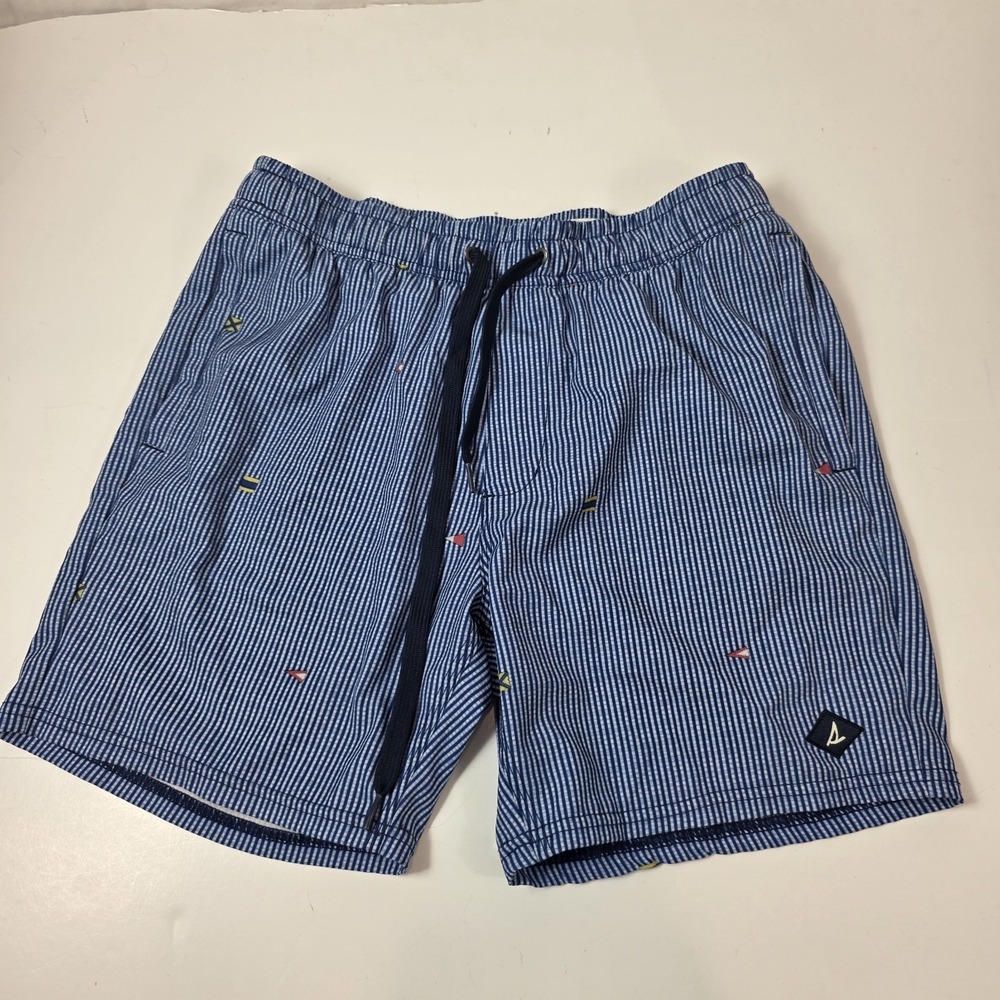 sperry swim trunks striped medium blue mesh liner